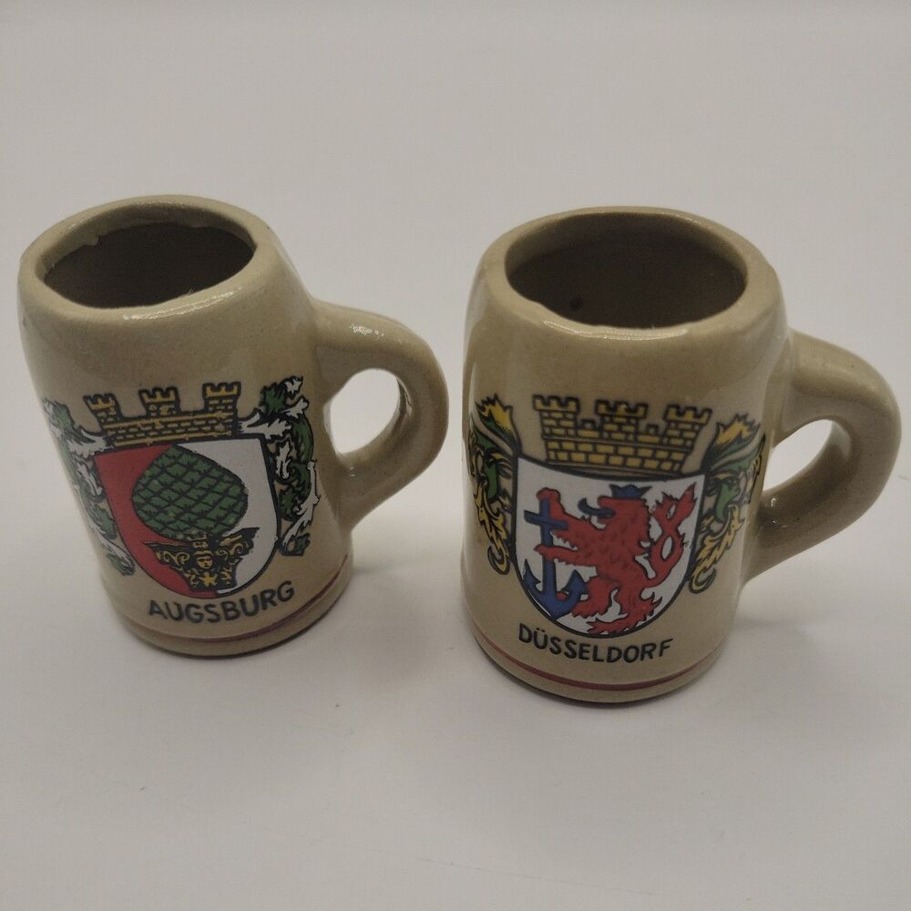 VINTAGE MINI BEER STEIN DUSSELDORF AUGSBURG GERMANY BY LEGO JAPAN 2 IN x 2.5 IN
